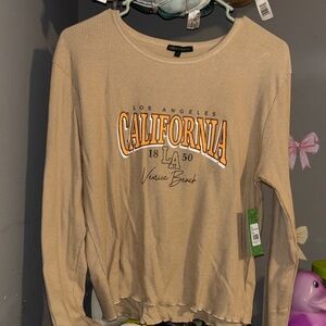 Beige California Graphic Long Sleeve Top